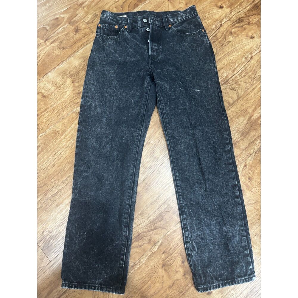 Levi’s 501 Black Jeans Distressed Acid Wash Paint Splatter W27 L30